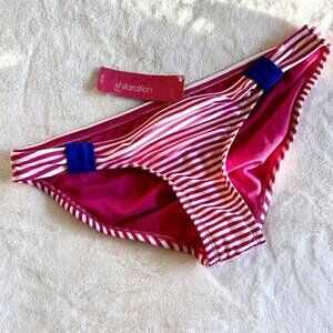 NWT Xhilaration Women's Pink Striped Bikini Bottom - Large